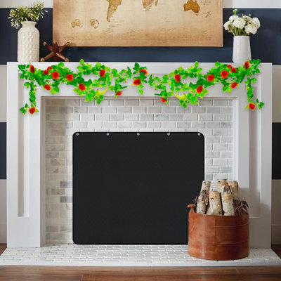 Magnet Fireplace Cover, Fireplace Draft Blocker,Black(39" W X 32" H)