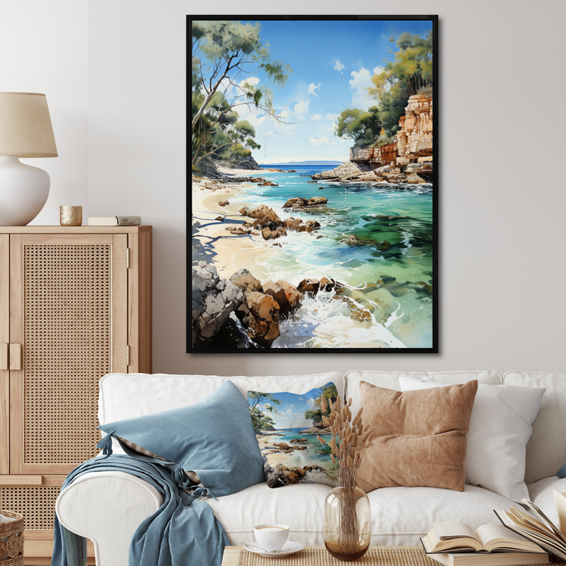 «Dominic Coastal Splendor» sur toile, H 32 po x l 24 po x P 1 po, Cadre flottant noir