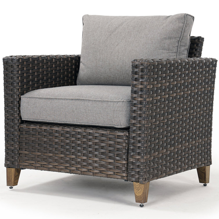 Umeh Melbourne Patio Wicker Chair with Removable Cushions