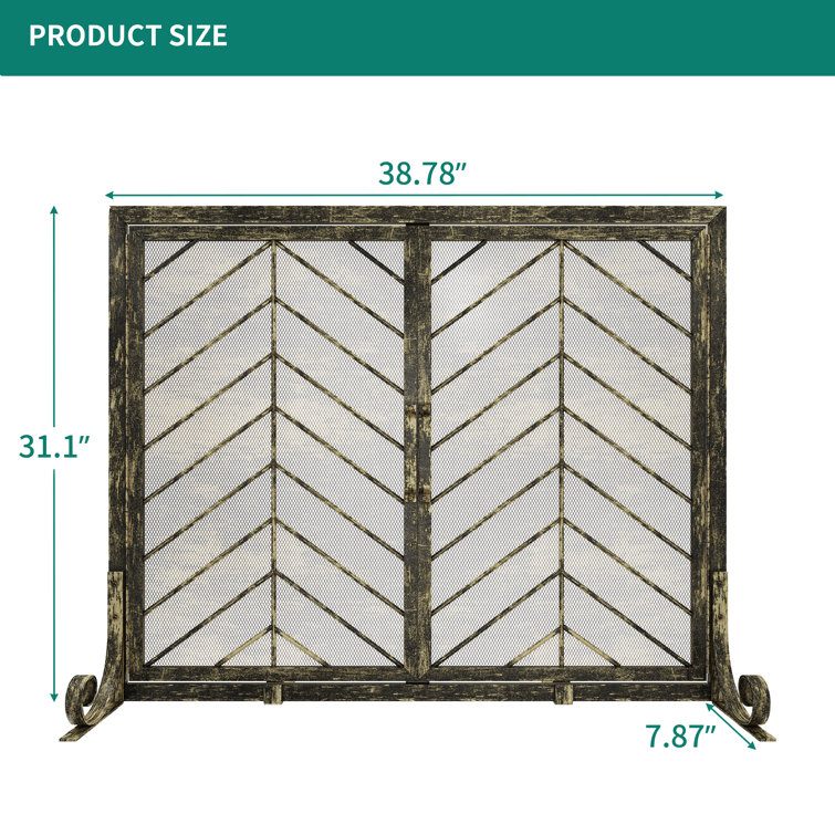 Écran de cheminée Grands écrans de Protection Plats, décor extérieur en  métal Maille Solide cheminée en Fer forgé, 3 Panneaux