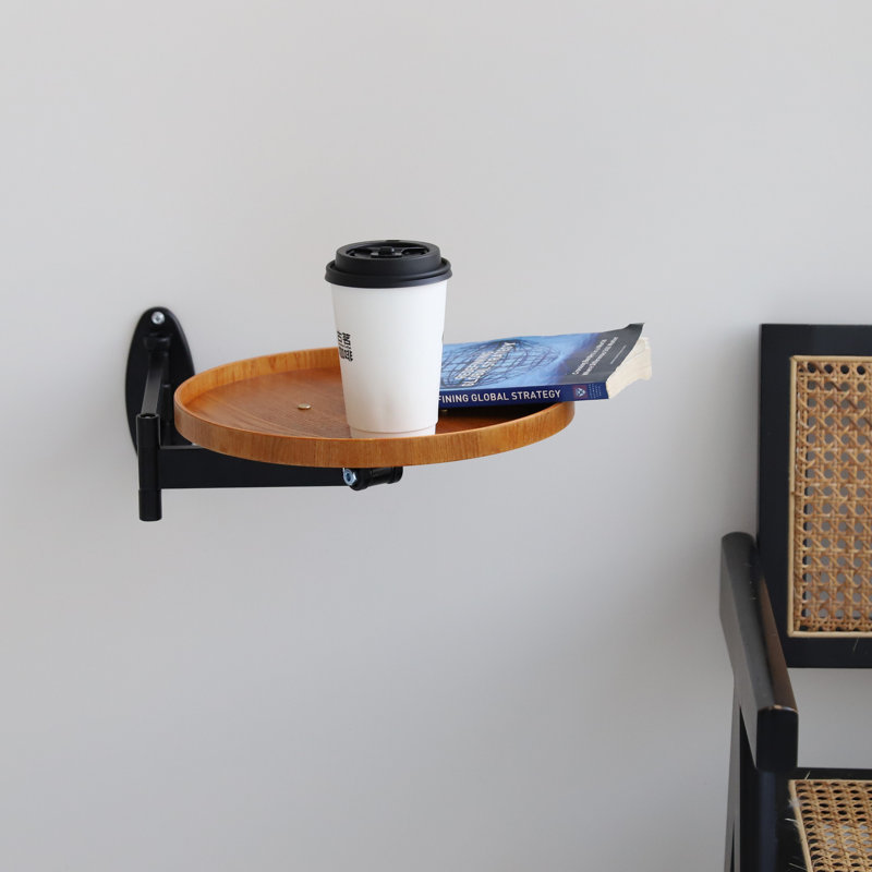 Table d'appoint murale à bras articulé Xaohome, couleur teck, 11,8 po, Teak