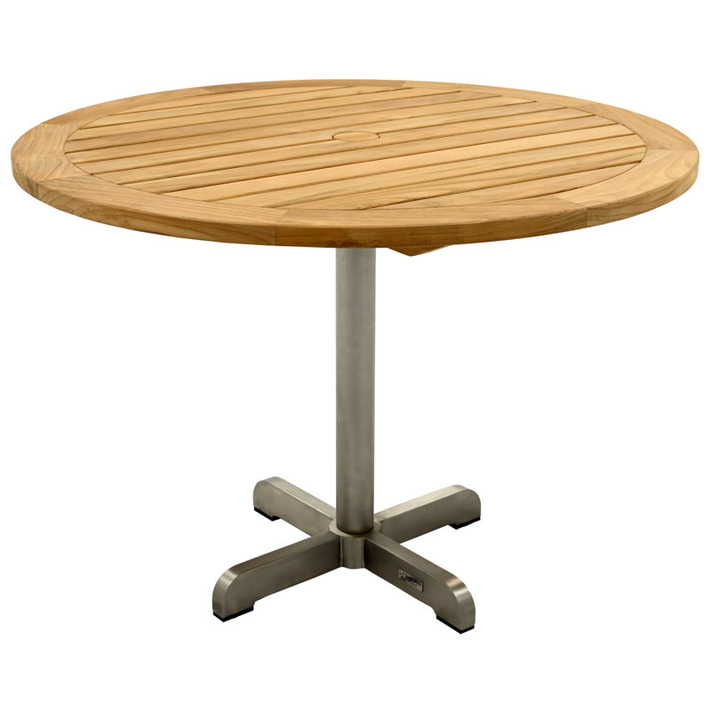 Avanti Teak Stainless Steel Outdoor Round Pedestal Table, 40" W