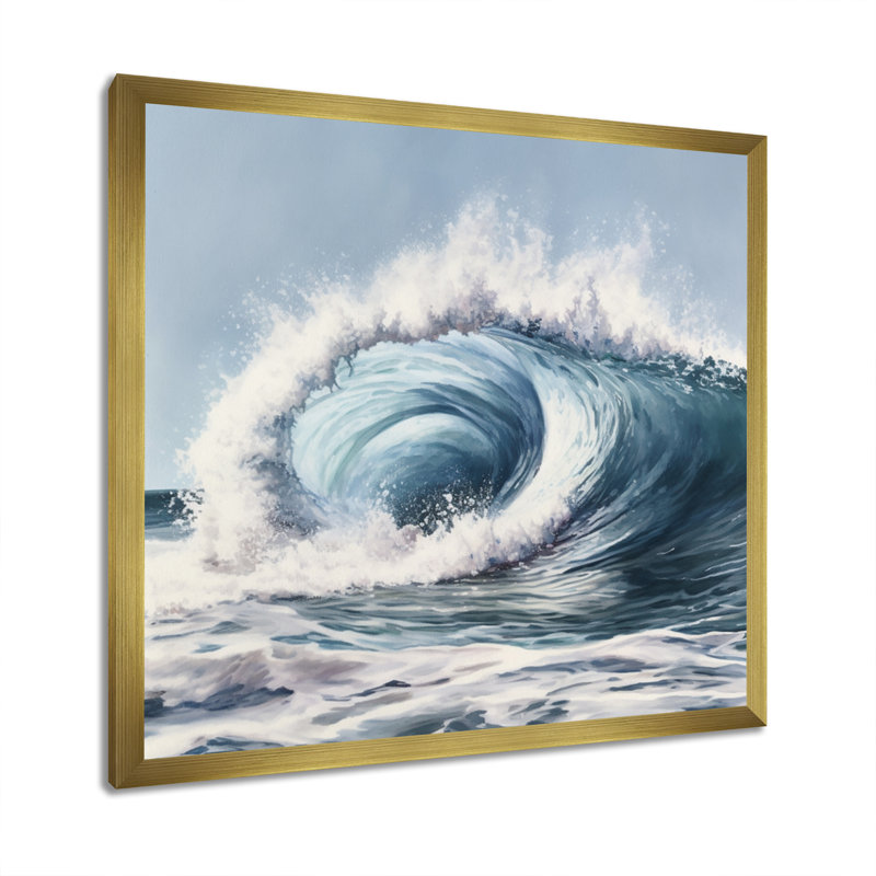 Mouvement océanique IV sur toile, H 36 po x l 36 po x P 1,5 po, Cadre flottant doré