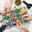 Ambesonne Funny Cutting Board Large Size Cartoon Monsters Comic Multicolor