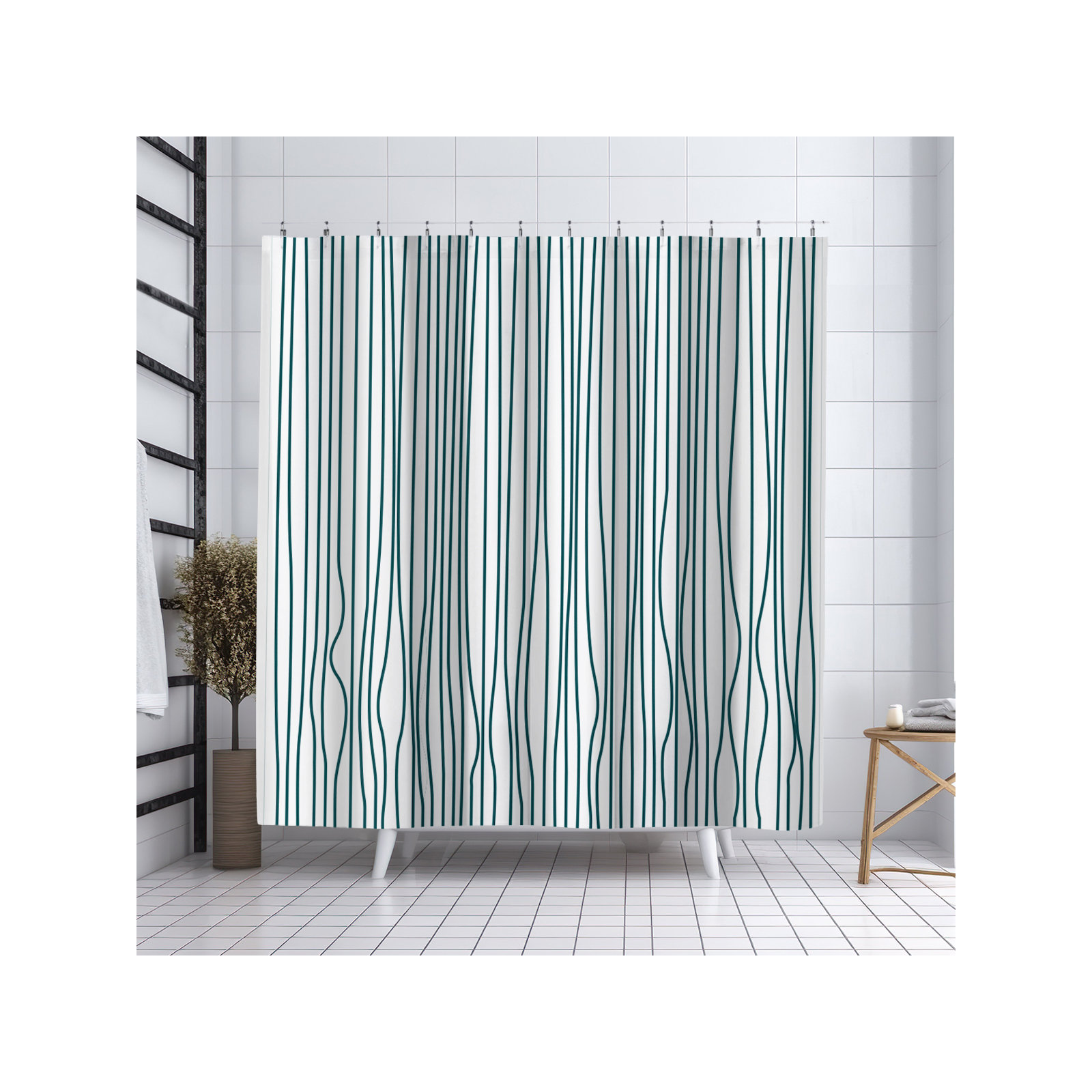 Coco Polyester Shower Curtain, Emerald