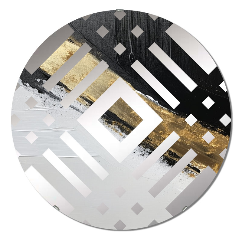 Minimal Joy en noir et or I - miroir décoratif à losanges, 31,4 po x 31,4 po