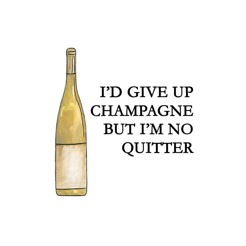 Champagne Quitter - Textual Art Print, 30 cm H x 20 cm W, Black Floater Framed