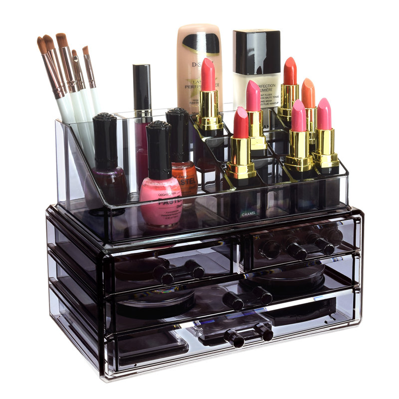 Boîte à accessoires pour maquillage et bijoux 2 pièces, Gris