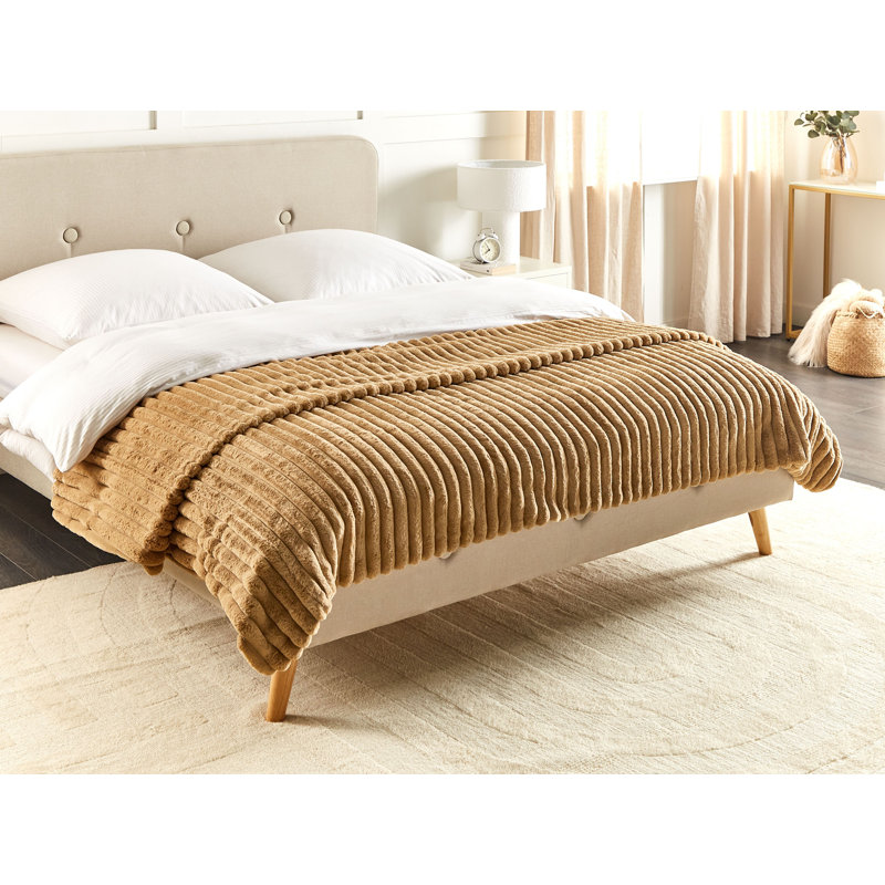 RAKYA Polyester Striped Bedspread, Light Brown
