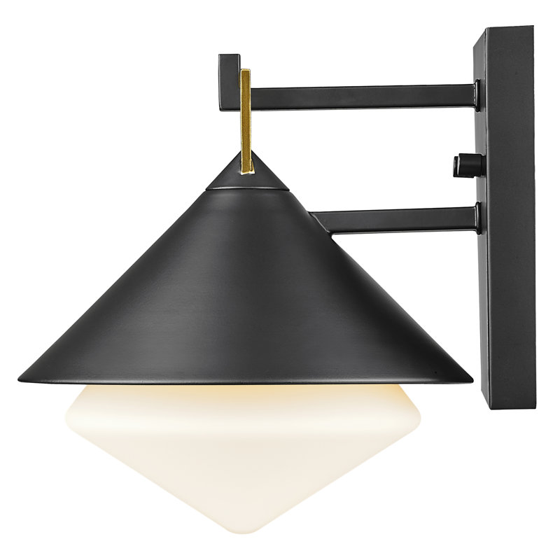 Lanterne murale 1 lumière avec passe-partout noir et or 8,75 po Edmore avec verre opale Edmore