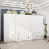 Backstrom 8 Door Wardrobe Armoire With 10 Large Drawers, Hanging Rods,Multi-Layer Shelves