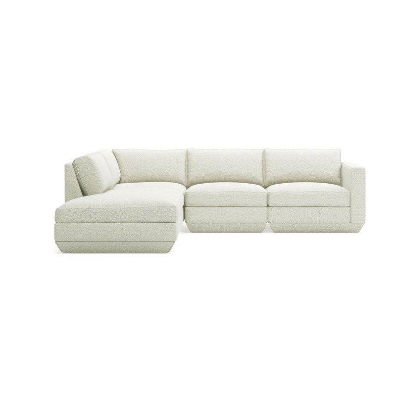 Podium Modular 4-Piece Lounge Sectional A, Left Hand Facing, Copenhagen Fossil