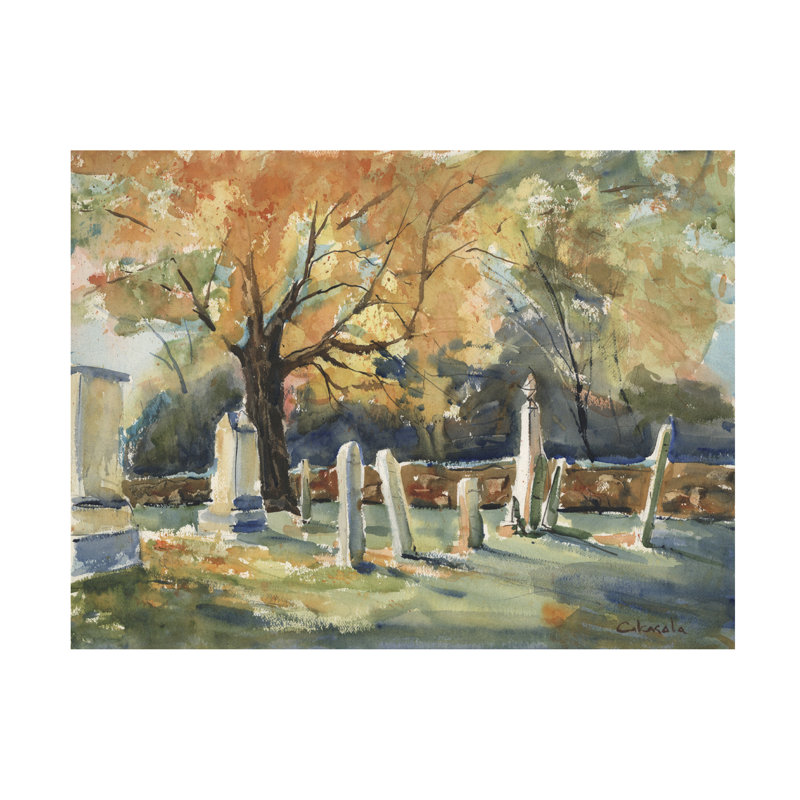 Art mural sur toile tendue - Art mural de Stephen Calcasola «Suffield Historic Town Graveyard» pour le salon, la chambre à coucher ou le bureau - 18 x 24