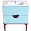 Ensemble de meuble-lavabo 30 po avec lavabo en céramique et 2 tiroirs en bois massif bleu moderne