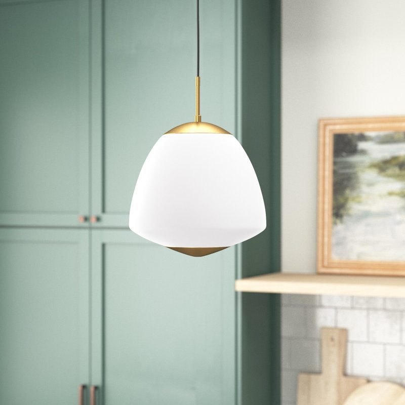 Luminaire suspendu simple à 1 lumière Darby, Laiton vieilli, H 13,75 po x l 10 po x P 10 po