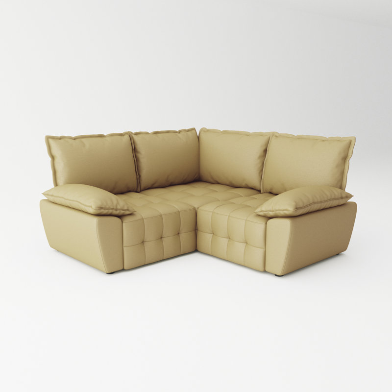 Canapé modulaire rembourré 4 pièces Cassadi, 100% polyester vert mat