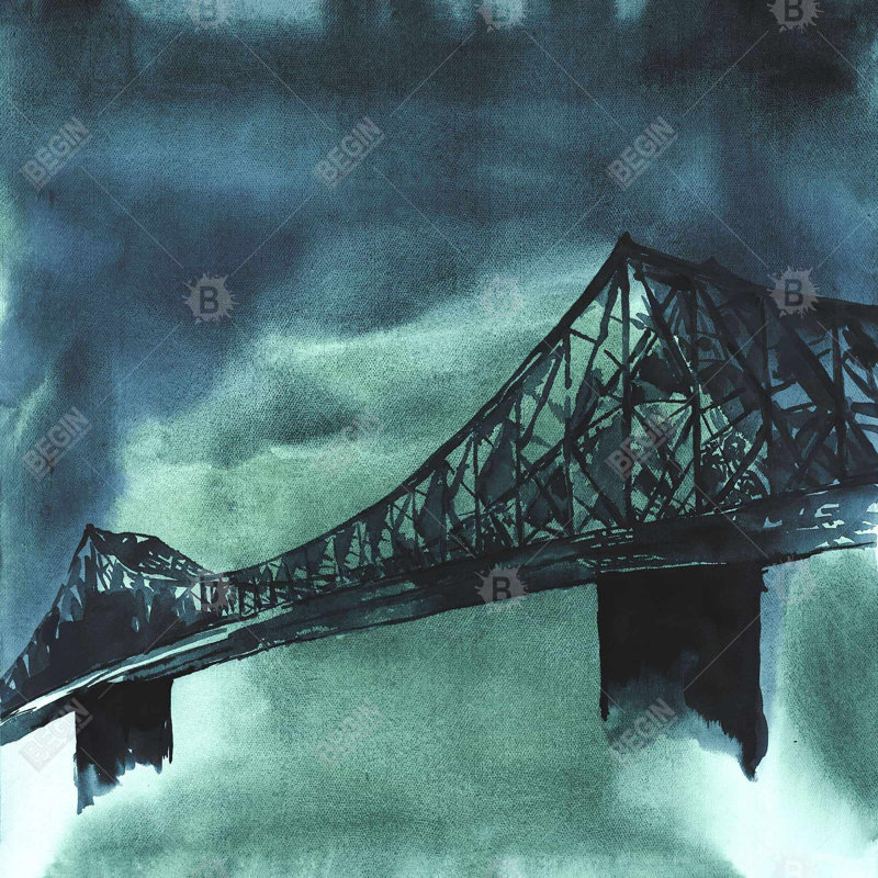 "Pont Montréal-Montréal" sur toile, Vert