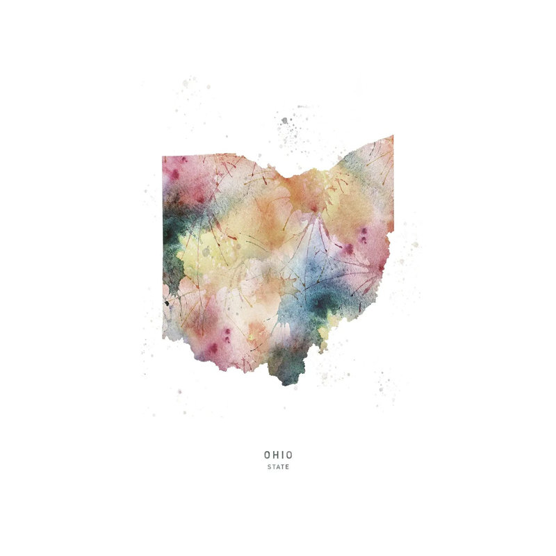 Ohio State Watercolour - Wrapped Canvas Print, 30.48cm H x 20.32cm W
