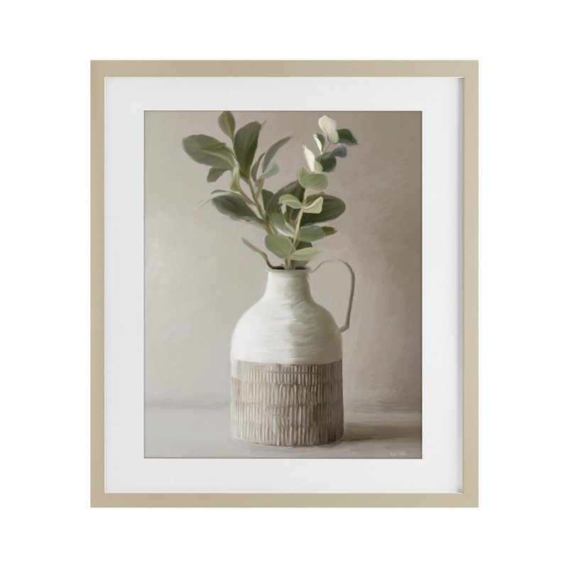 Eucalyptus dans un vase, reproduction encadrée sous verre, conception de House Fenway, H 21 po x l 17 po