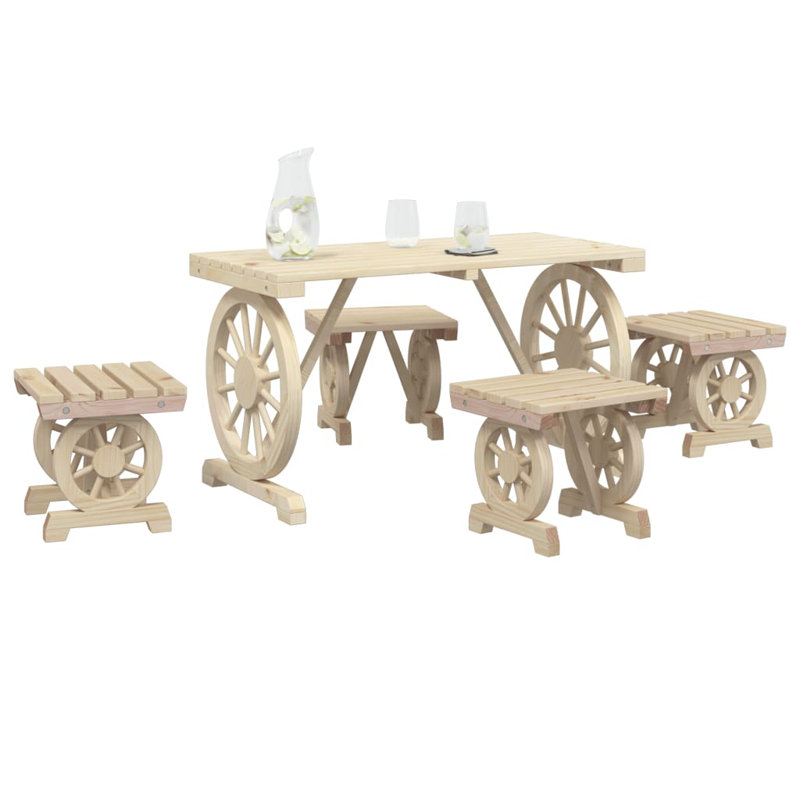 4 - Person Wood Patio Dining Set with Rectangular Table, Natural
