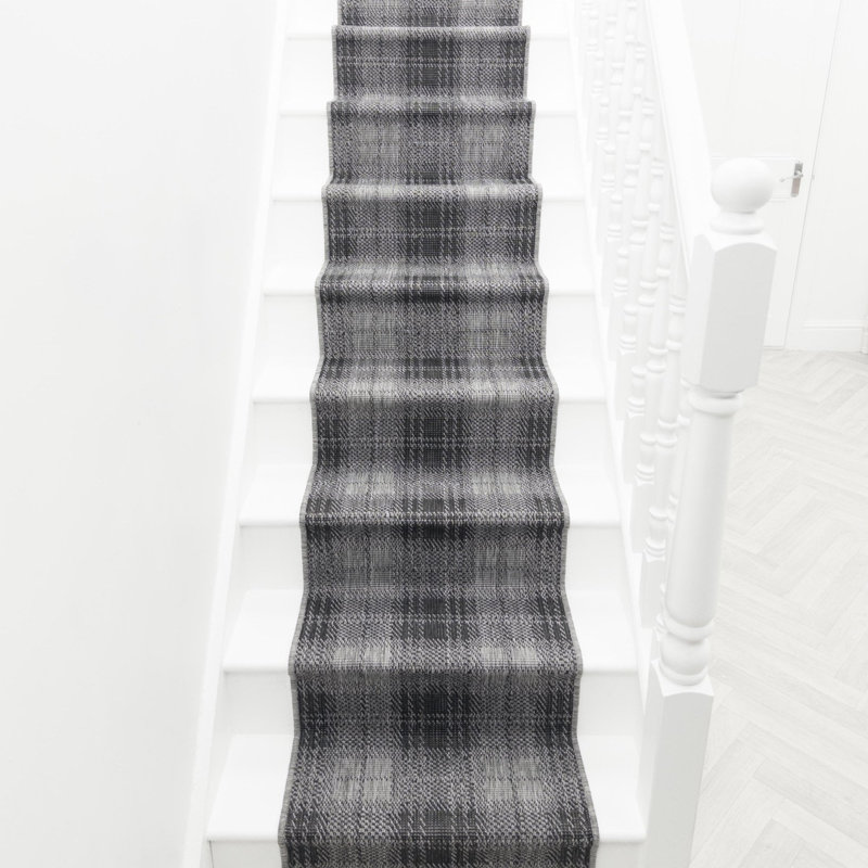 Stair Runner Plaid Flatweave Area Rug, Runner 60 x 720 cm