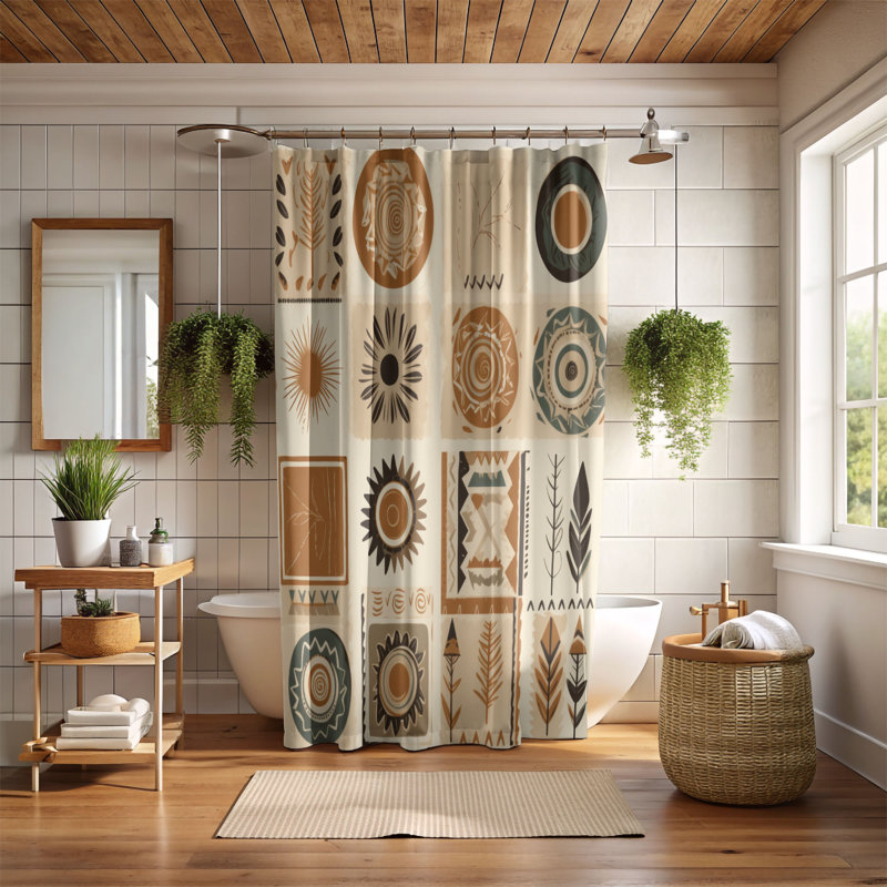 Rideau de douche Boho Earth - Premium, H 74 po x l 71 po