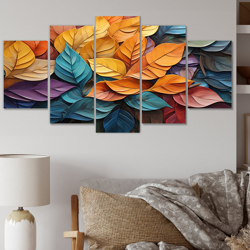 Collage coloré I - reproduction d'art moderne sur toile - 5 panneaux