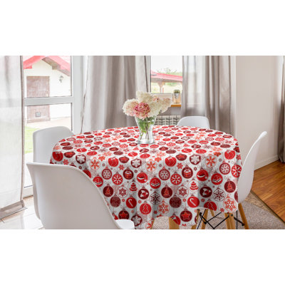 Runde Tischdecke, Vintage Weihnachtsszene, Weihnachten, Weiß und Vermilion