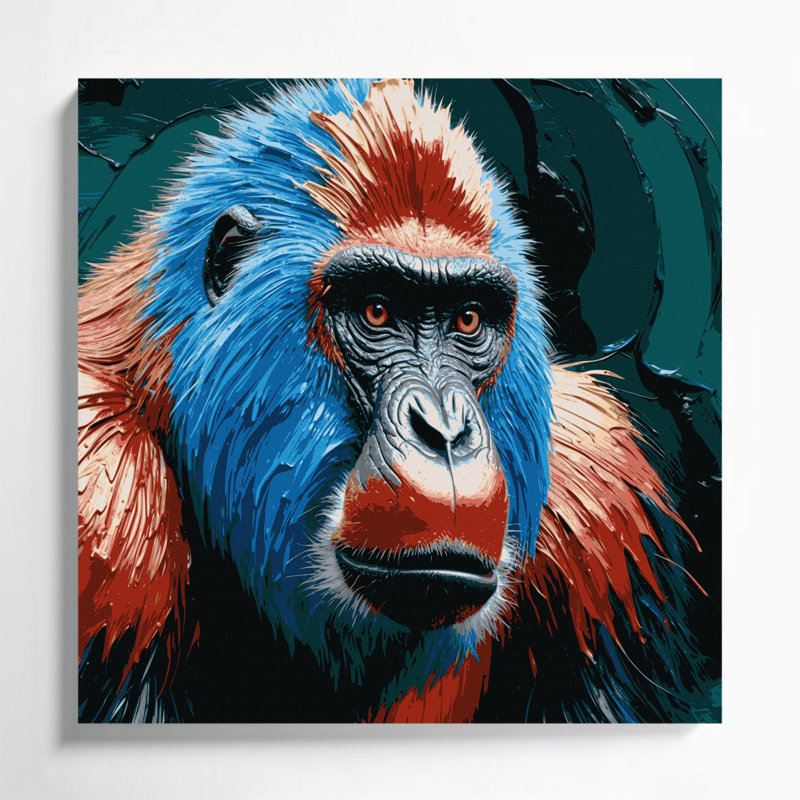 Art mural sur toile Wildlife Mandrill, H 16 po x l 16 po