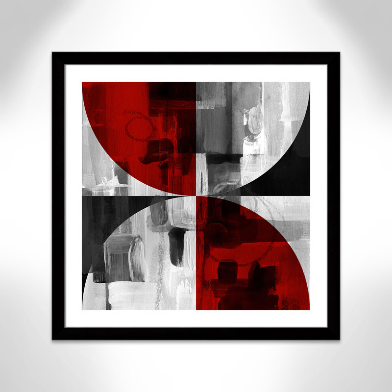 «Hamswell», segment de cercle rouge I - impression encadrée sur papier, Encadrement avec passe-partout noir