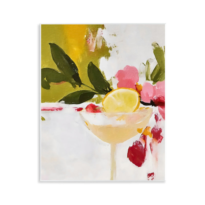 Plaque murale rouge et rose avec citrons, design par Riley B