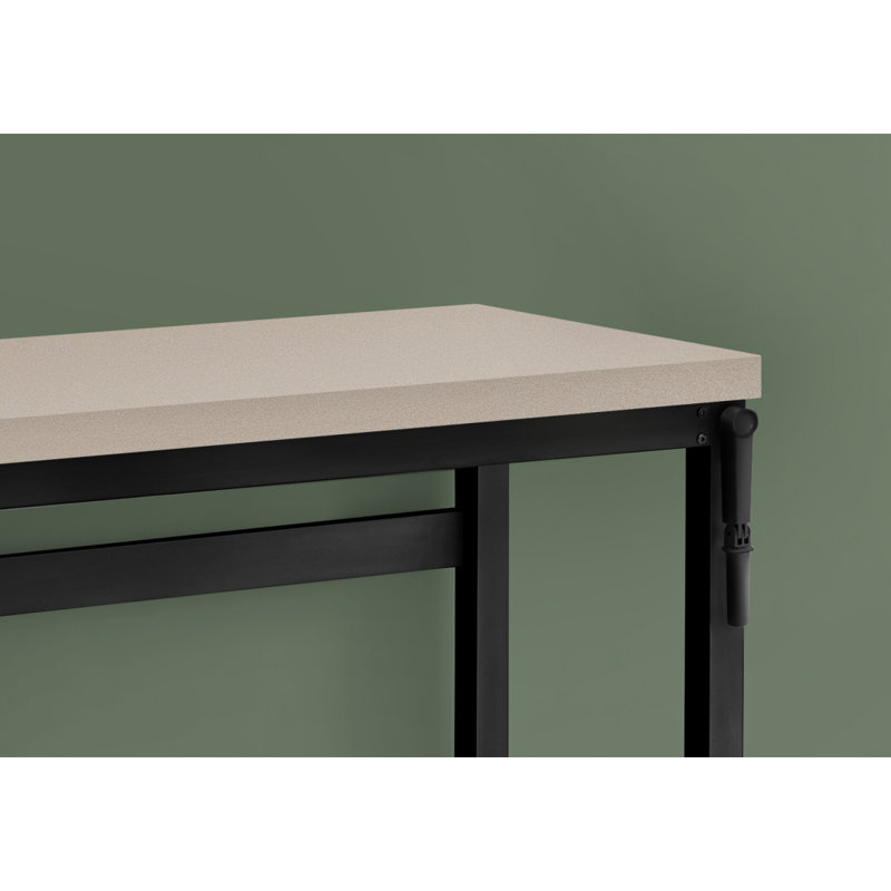 Bureau d'ordinateur, bureau personnel, debout, réglable, L 48 po, travail, ordinateur portable, stratifié beige, métal noir, contemporain, moderne