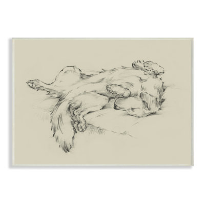 Dog Napping Pet Animal Drawing Wall Plaque Art by Ethan Harper