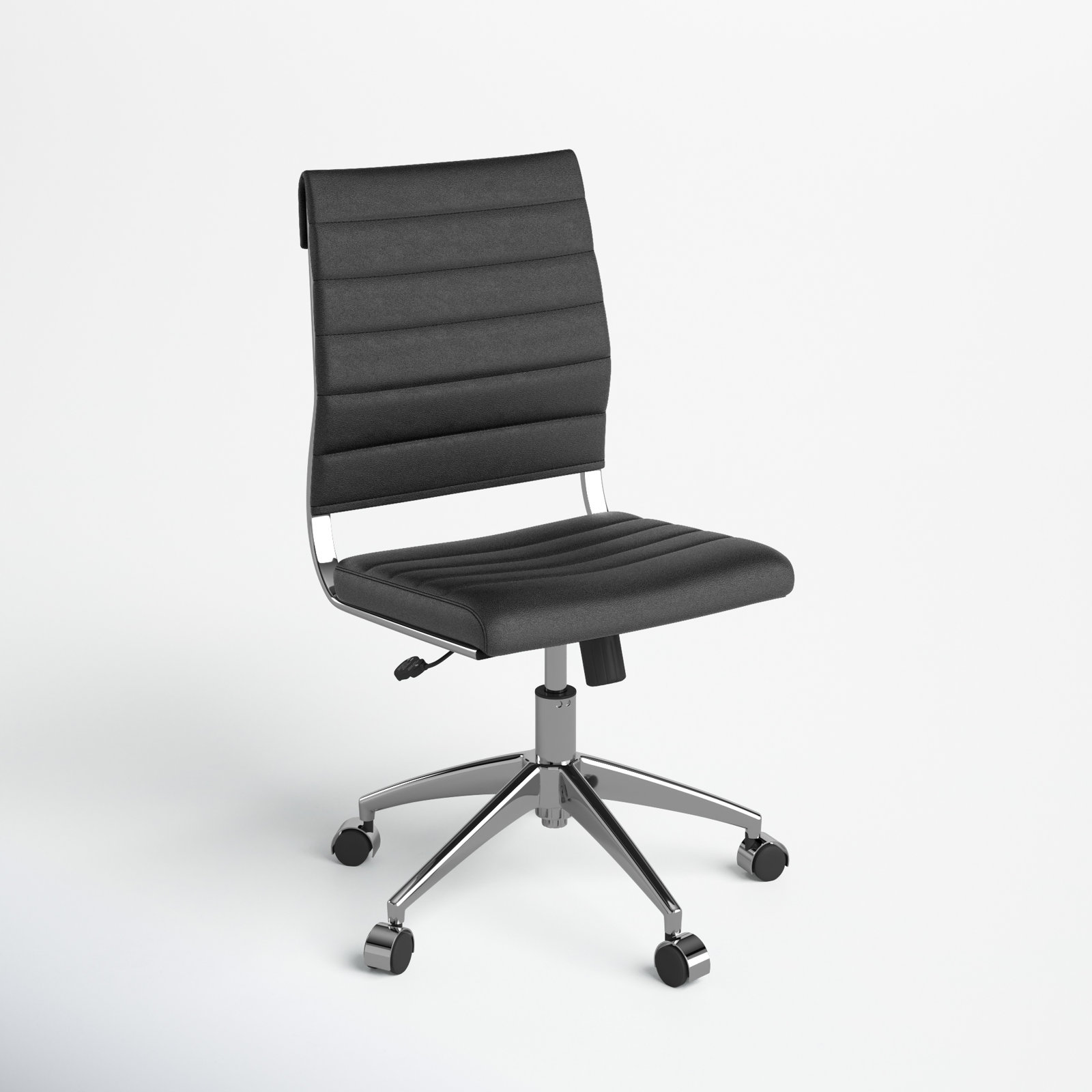 Rossie Swivel Office Chair, No, Black Faux Leather