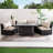 4 - Person Outdoor Wicker Fire Pit Patio Dining Set With Cushions