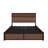 Large Raised-Pattern Storage Bed Frame, Wooden Platform Bed Frame With Multiple Drawer Storage Function, Bedside Socket, Brown Wood (Queen)