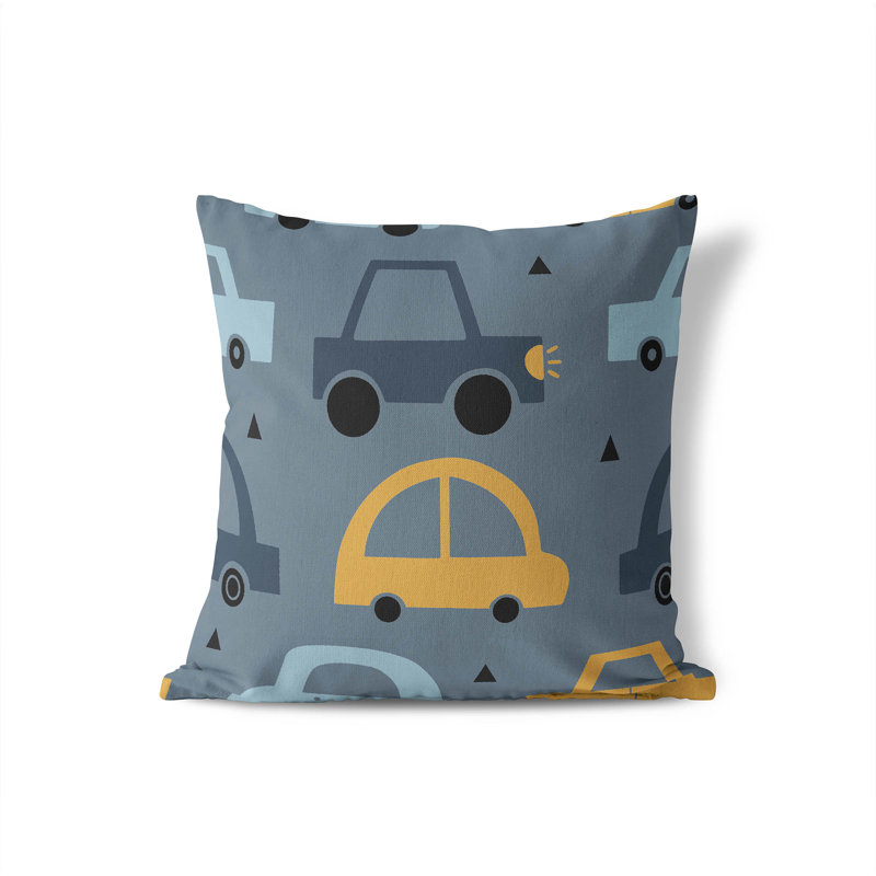 Coussin Driveway, Bleu / Ivoire, H 16 po x l 16 po