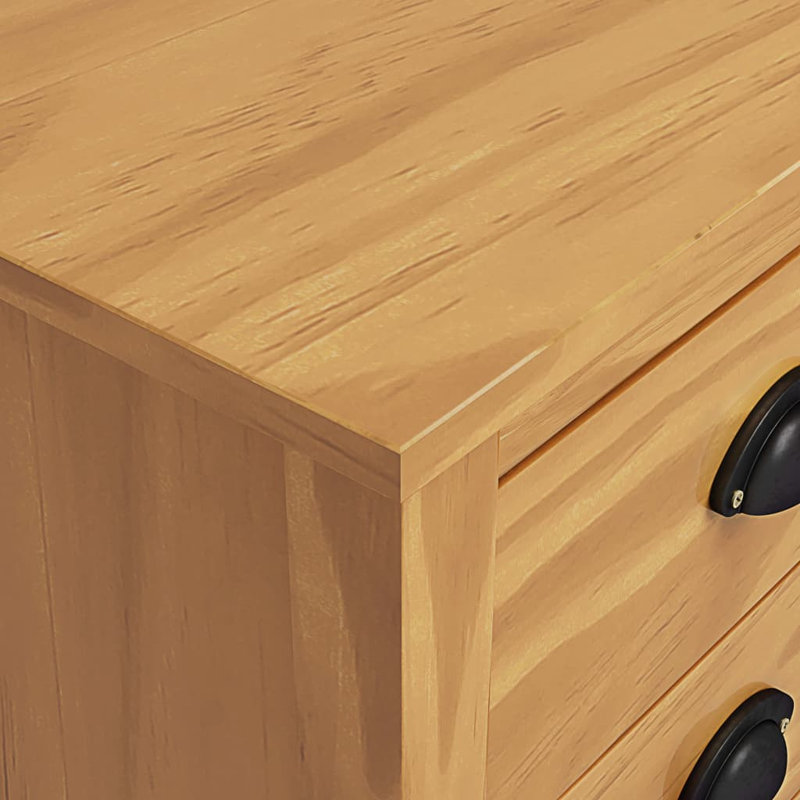 Perley Bedside Cabinet Hill 46x35x49.5 cm Solid Pine Wood, Brown, 2, Brown
