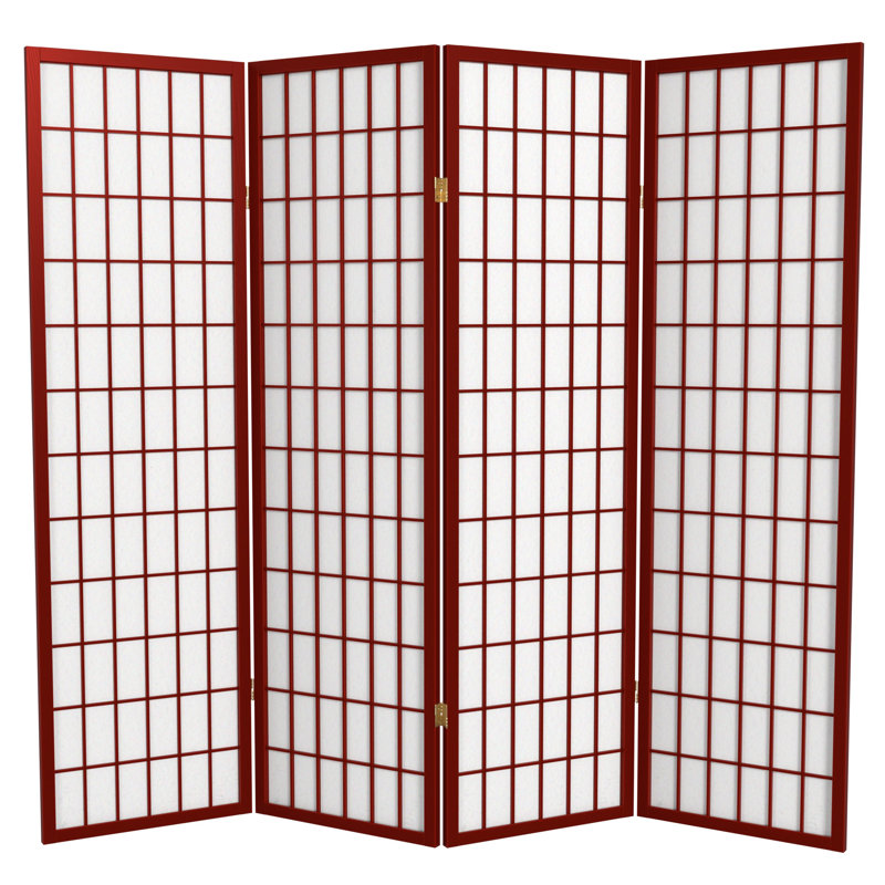 Alex 58.75" Tall Folding Room Divider, Rosewood, 4 Panels