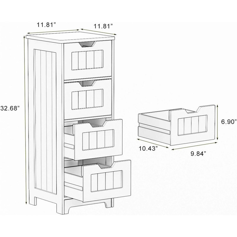 Bathroom Standing Storage With 4 Drawers
