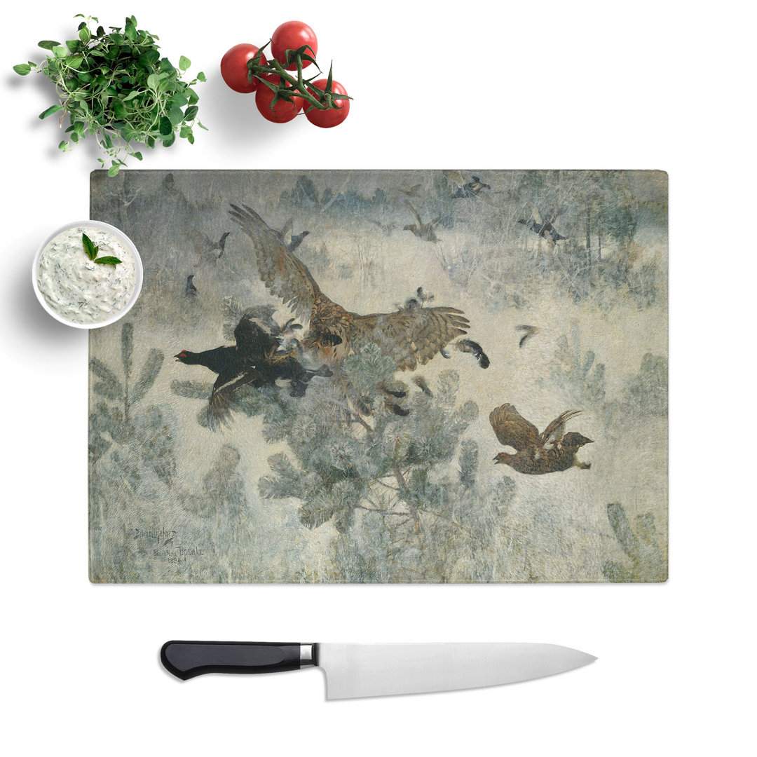 Hawk and Black Grouse by Bruno Liljefors Chopping Board