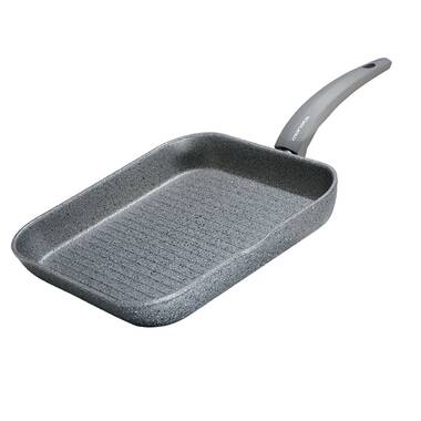 Lava Cast Iron Lava Enameled Cast Iron Mini Grill Pan 6 inch-Square with Beechwood Service Platter LV Eco P GT 1616 K4