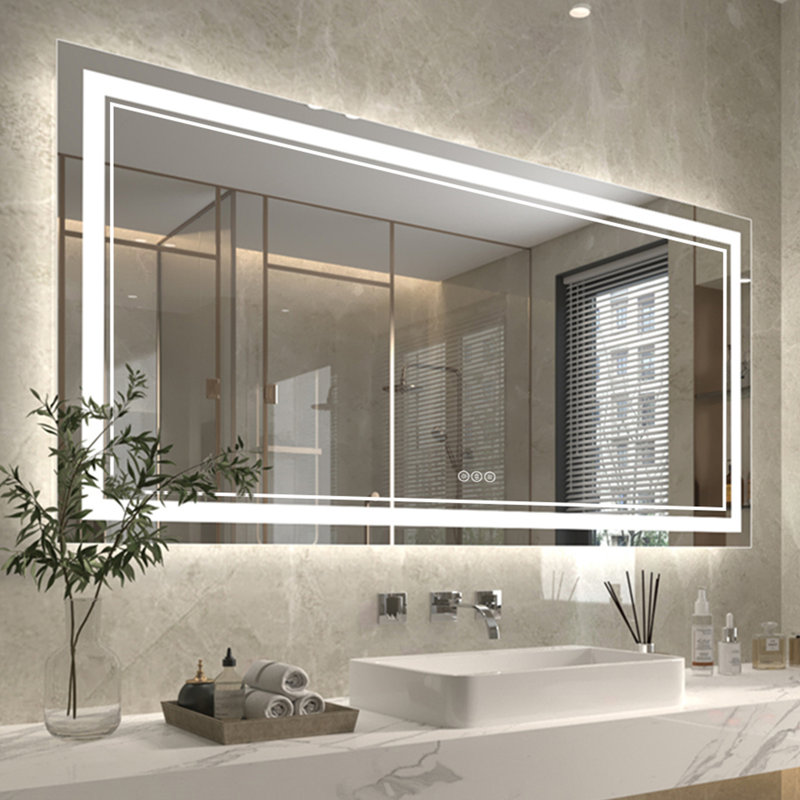 Wall Mount Anti-Fog Oversized Frameless Lighted Bathroom Mirror/ LED Bathroom Mirror, Rectangle, 36" x 72"