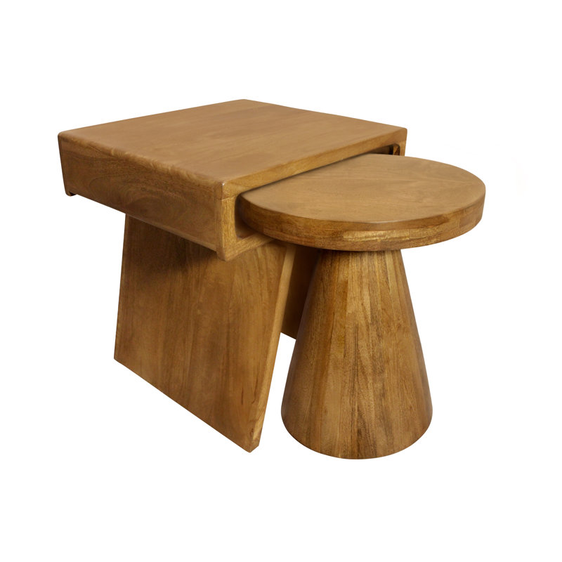 Table de bout Turlock Tyson 2 pièces en noyer royal moderne sur bois massif
