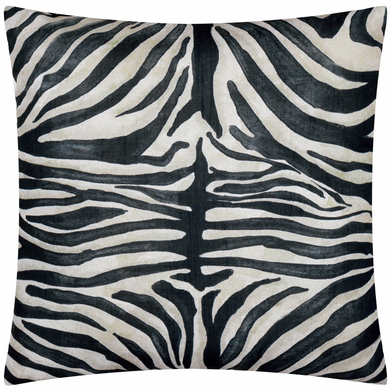Leopardis Zebra Indoor / Outdoor Animal Print Black Square Throw, Pillow Cover Only - No Insert