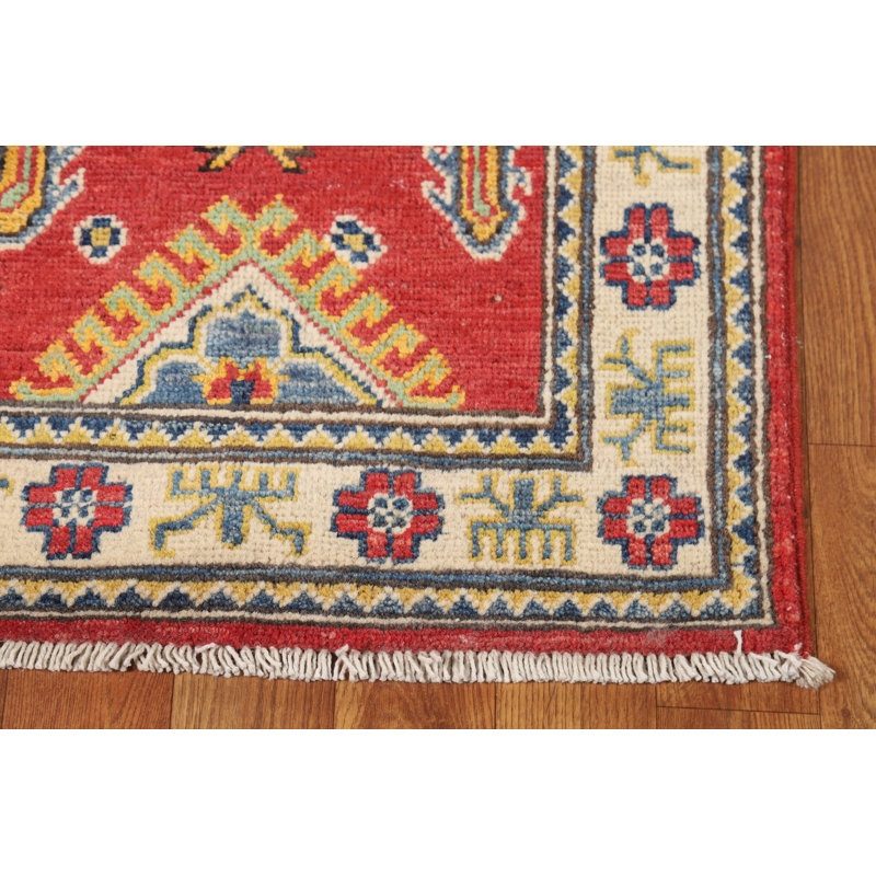 Tapis décoratif géométrique rouge Kazak