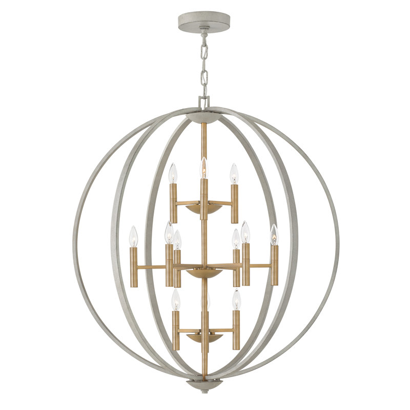 Euclid 12 - Light Candle Style Globe Chandelier, Cement Gray