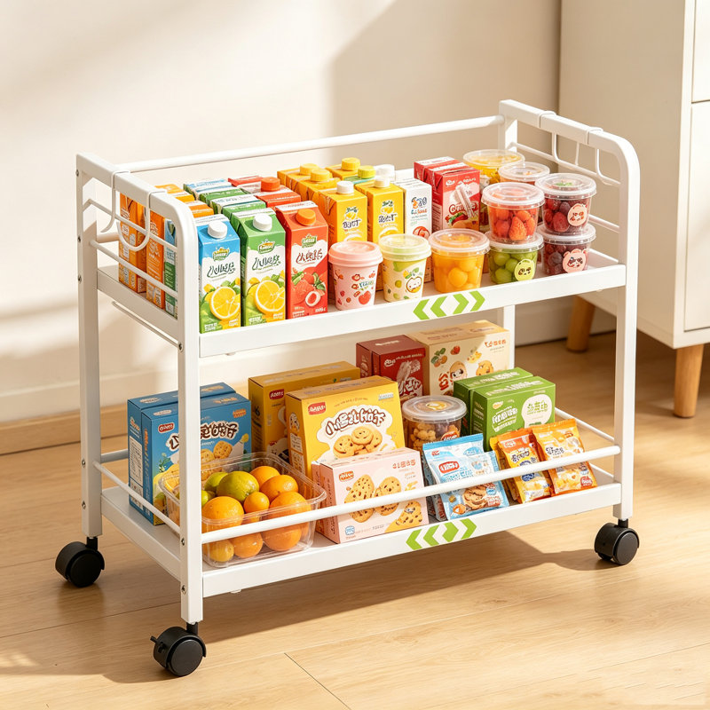 Chariot de rangement extensible en métal à 2 niveaux, tablette de rangement mobile pour garde-manger, comptoir et table de salle à manger