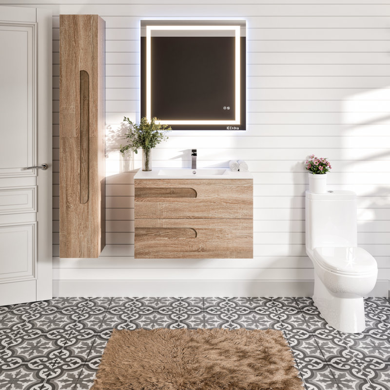Ensemble de meuble-lavabo mural simple 39 po Alberthe Jessie-Lee, Brun