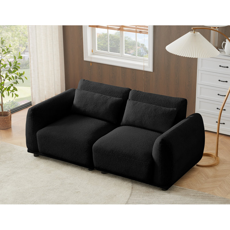 Emora , Black Wool, 29.13" H x 72.83" W x 35.03" D